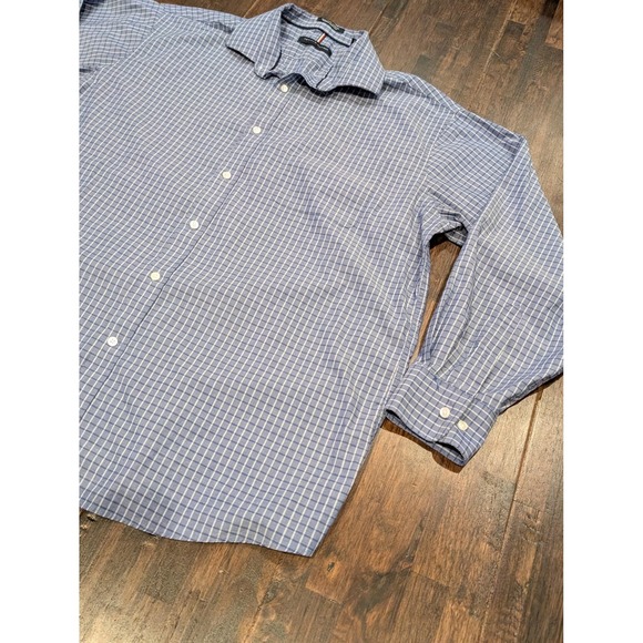 Tommy Hilfiger Shirt Mens Extra Large Blue Plaid Stretch Button Up Wrinkle Free - Picture 2 of 10